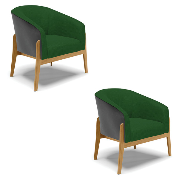 Kit 02 Poltronas Stella Corano Preto Com Veludo Luxo Verde A1