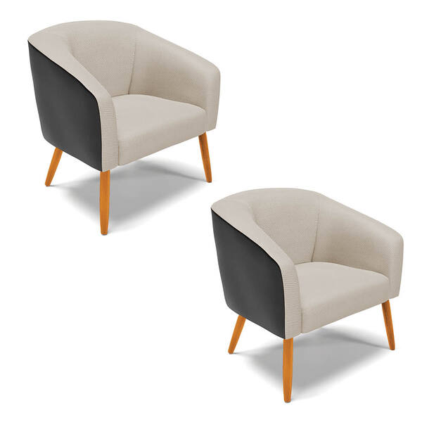 Kit 02 Poltronas Stella Corano Preto Com Veludo Prata Luxo A1