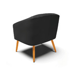 Kit 02 Poltronas Stella Corino Preto Pés Palito Castanho D03