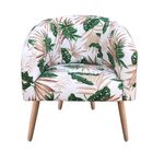 Kit 02 Poltronas Stella Estampado Floral D66 Com Corino Preto