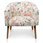 Kit 02 Poltronas Stella Estampado Retrô Rosa D61 Pés Palito C