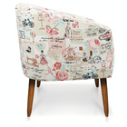 Kit 02 Poltronas Stella Estampado Retrô Rosa D61 Pés Palito C