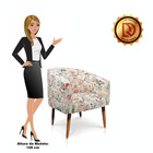 Kit 02 Poltronas Stella Estampado Retrô Rosa D61 Pés Palito C