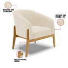 Kit 02 Poltronas Stella Linho Palha A32 Base Madeira Castanho