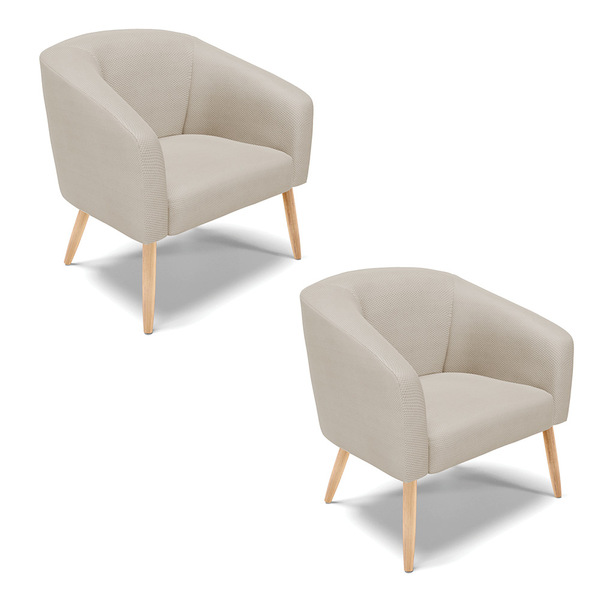 Kit 02 Poltronas Stella Veludo Luxo Pés Palito Natural - D'ro