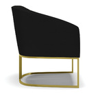 Kit 02 Poltronas Stella Veludo Luxo Preto A81 Base Metálica I