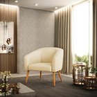 Kit 02 Poltronas Stella Veludo Off White Luxo A129 Pés Palito