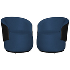 Kit 02 Poltronas Tecido Suede Com Composê Em Corino Preto Bea