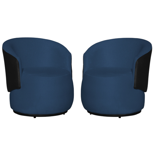 Kit 02 Poltronas Tecido Suede Com Composê Em Corino Preto Bea