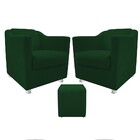 Kit 02 Poltronas Tilla E 01 Puff Dado Suede Verde - Amarena M