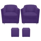 Kit 02 Poltronas Tilla E 02 Puffs Dado Corano Roxo - Amarena