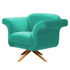 Kit 02 Poltronas Troia Suede Verde Turquesa Com Base Giratóri