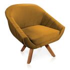 Kit 02 Poltronas Veludo Base Madeira Sisal