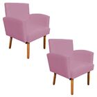 Kit 02 Poltronas Veronês Corino Rosa Bebê Pés Palito Castanho