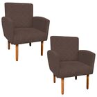 Kit 02 Poltronas Veronês Suede Marrom Pés Palito Castanho D'r