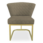 Kit 02 Poltronas Vitória Veludo Capuccino Matelassê Base Metá