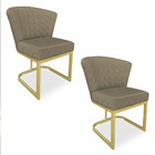 Kit 02 Poltronas Vitória Veludo Capuccino Matelassê Base Metá