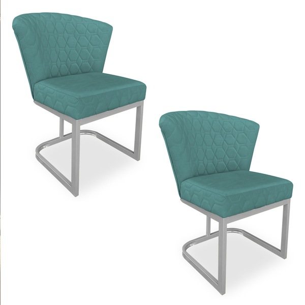 Kit 02 Poltronas Vitória Veludo Matelassê Base Metálica Indus