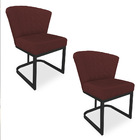 Kit 02 Poltronas Vitória Veludo Matelassê Base Metálica Indus