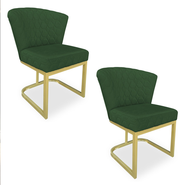 Kit 02 Poltronas Vitória Veludo Matelassê Base Metálica Indus