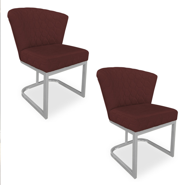 Kit 02 Poltronas Vitória Veludo Matelassê Base Metálica Indus