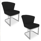 Kit 02 Poltronas Vitória Veludo Preto Matelassê Base Metálica