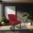 Kit 02 Poltronas Vitória Veludo Vermelho Matelassê Base Metál