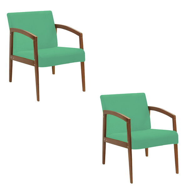 Kit 02 Poltronas Yasmin Suede Base Fixa De Madeira - D'rossi