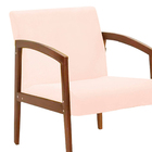 Kit 02 Poltronas Yasmin Suede Rosa Bebê Base Fixa De Madeira