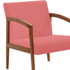 Kit 02 Poltronas Yasmin Suede Rosê Base Fixa De Madeira - D'r