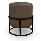 Kit 02 Puff Argola Base Metal Preto Suede Escolha Sua Cor - W