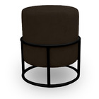 Kit 02 Puff Argola Base Metal Preto Suede Escolha Sua Cor - W