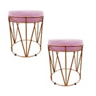 Kit 02 Puff Babu Suede Base Cobre - Rosa Bebê