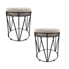 Kit 02 Puff Babu Suede Base Preto - Bege