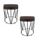 Kit 02 Puff Babu Suede Base Preto - Marrom