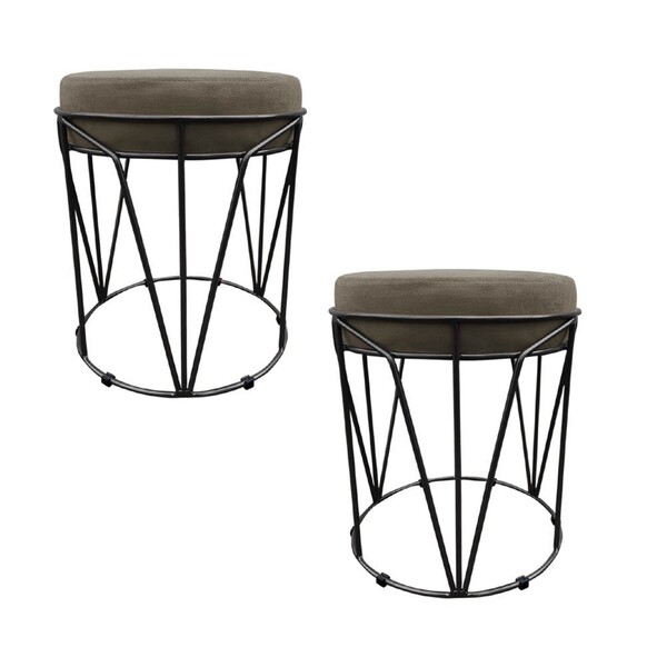 Kit 02 Puff Babu Suede Base Preto - Marrom Rato