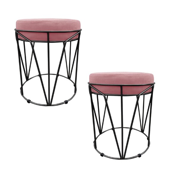 Kit 02 Puff Babu Suede Base Preto - Rose