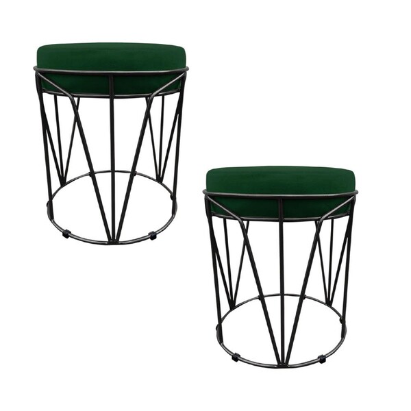 Kit 02 Puff Babu Suede Base Preto - Verde