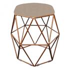 Kit 02 Puff Banqueta Aramado Luna Hexágono Base Bronze Corino