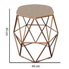 Kit 02 Puff Banqueta Aramado Luna Hexágono Base Bronze Suede