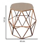 Kit 02 Puff Banqueta Aramado Luna Hexágono Base Bronze Suede