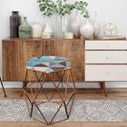 Kit 02 Puff Banqueta Aramado Luna Hexágono Base Bronze Triâng