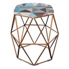 Kit 02 Puff Banqueta Aramado Luna Hexágono Base Bronze Triâng