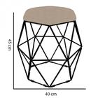 Kit 02 Puff Banqueta Aramado Luna Hexágono Base Preto Corino