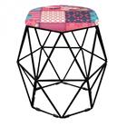 Kit 02 Puff Banqueta Aramado Luna Hexágono Base Preto Patchwo