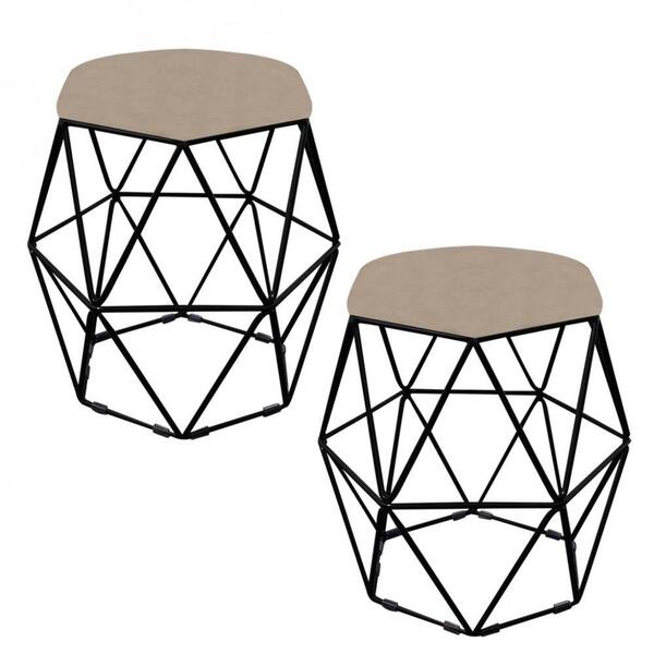 Kit 02 Puff Banqueta Aramado Luna Para Penteadeira