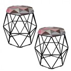 Kit 02 Puff Banqueta Aramado Luna Para Penteadeira Hexágono B