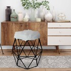 Kit 02 Puff Banqueta Aramado Luna Para Penteadeira Hexágono B