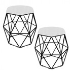 Kit 02 Puff Banqueta Aramado Luna Para Penteadeira Hexágono B