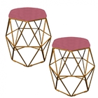 Kit 02 Puff Banqueta Aramado Luna Para Penteadeira Hexágono B